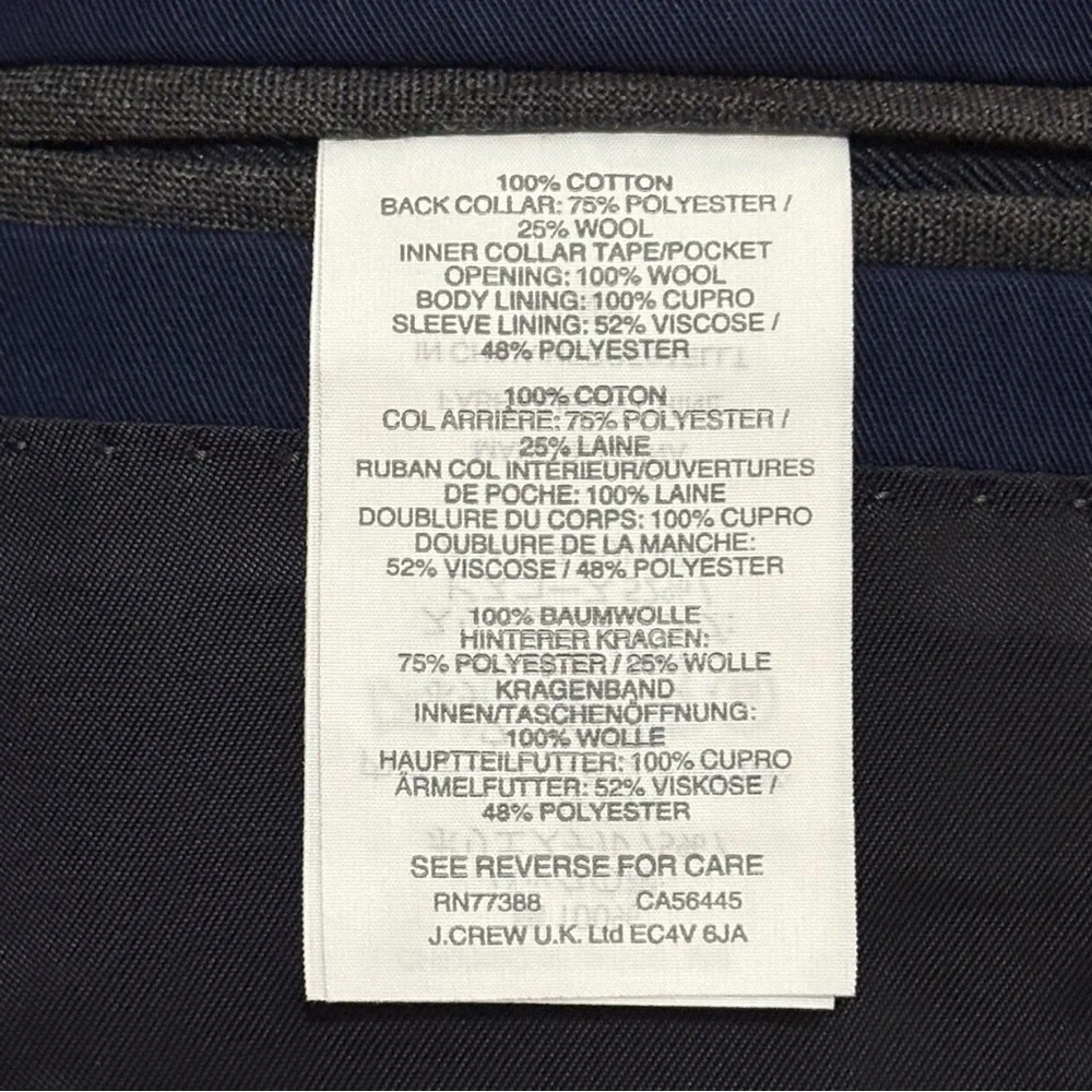 J. Crew Ludlow Navy Sport Coat/Blazer Size 40R NWT